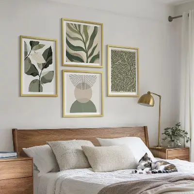 Abstracte geometrische vormen van bladeren meerluik in lijst