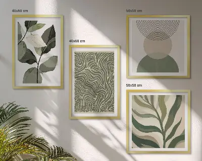 Abstracte geometrische vormen van bladeren meerluik in lijst