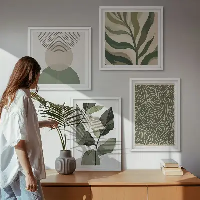 Abstracte geometrische vormen van bladeren meerluik in lijst