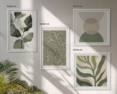 Abstracte geometrische vormen van bladeren meerluik in lijst