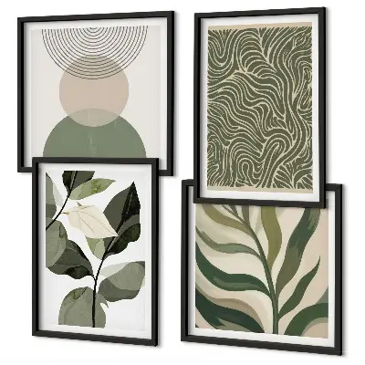 Abstracte geometrische vormen van bladeren meerluik in lijst