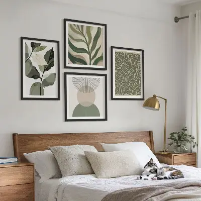 Abstracte geometrische vormen van bladeren meerluik in lijst