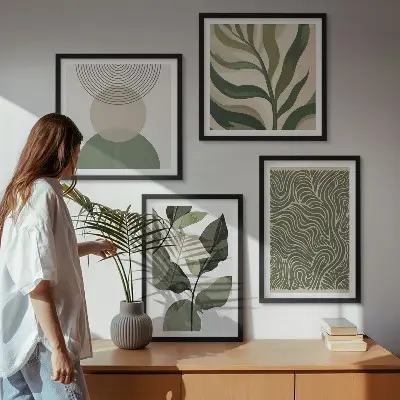 Abstracte geometrische vormen van bladeren meerluik in lijst