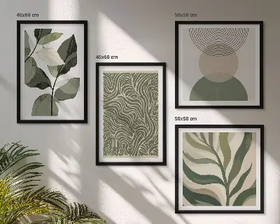 Abstracte geometrische vormen van bladeren meerluik in lijst