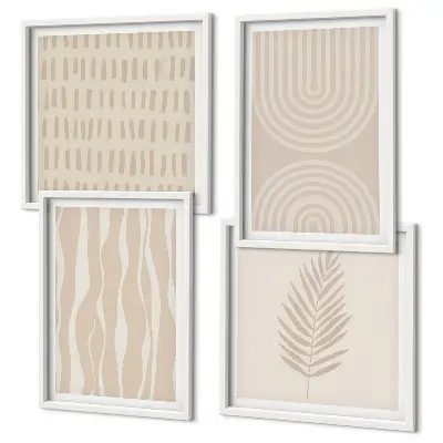 Set van posters met lijst Beige plantenpatronen