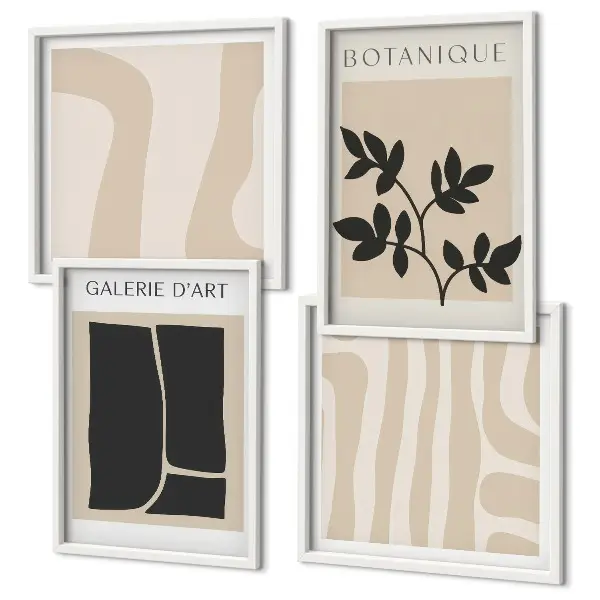 Abstracte plantmotieven set van posters met lijst