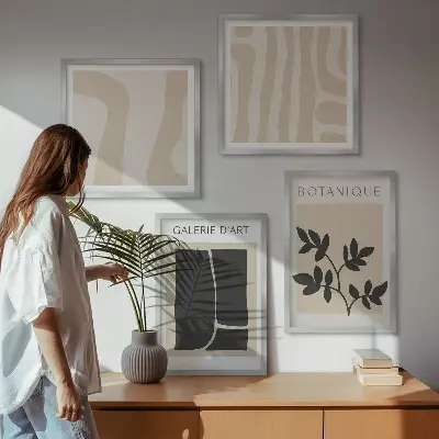 Abstracte plantmotieven set van posters met lijst