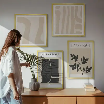 Abstracte plantmotieven set van posters met lijst