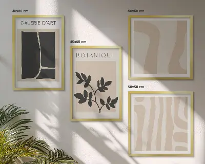 Abstracte plantmotieven set van posters met lijst