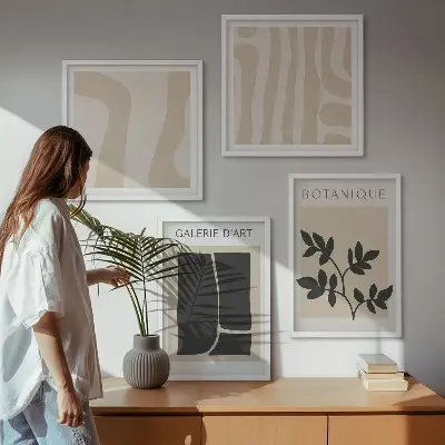 Abstracte plantmotieven set van posters met lijst
