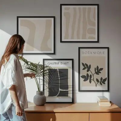 Abstracte plantmotieven set van posters met lijst