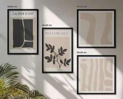 Abstracte plantmotieven set van posters met lijst