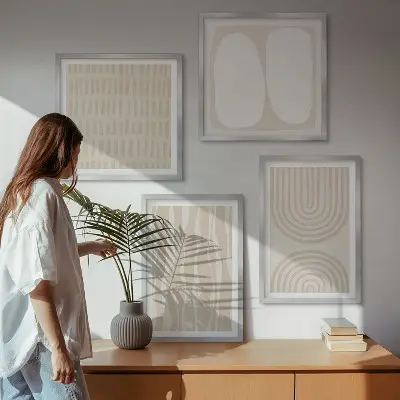 Abstracte boho-patronen en -vormen meerluik in lijst