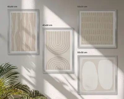 Abstracte boho-patronen en -vormen meerluik in lijst