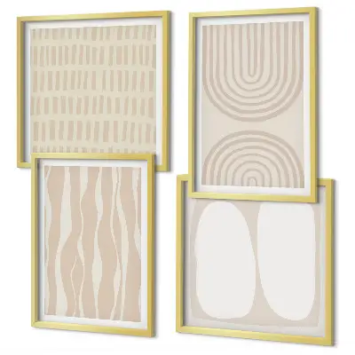 Abstracte boho-patronen en -vormen meerluik in lijst