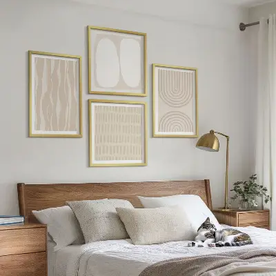 Abstracte boho-patronen en -vormen meerluik in lijst