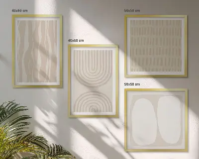 Abstracte boho-patronen en -vormen meerluik in lijst