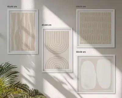Abstracte boho-patronen en -vormen meerluik in lijst