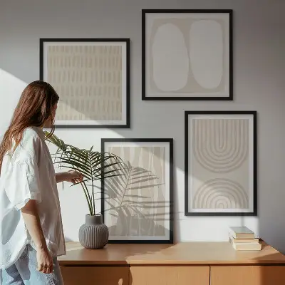 Abstracte boho-patronen en -vormen meerluik in lijst