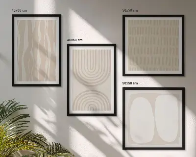 Abstracte boho-patronen en -vormen meerluik in lijst