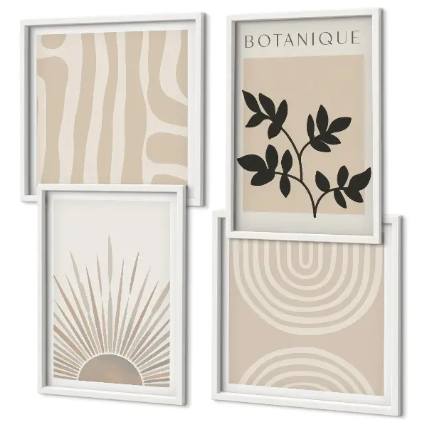 Abstracte plantpatronen set van posters met lijst