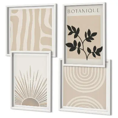 Abstracte plantpatronen set van posters met lijst