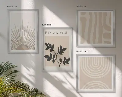 Abstracte plantpatronen set van posters met lijst