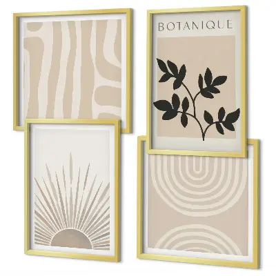 Abstracte plantpatronen set van posters met lijst