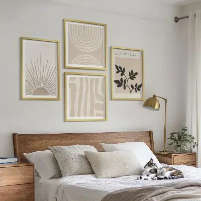 Abstracte plantpatronen set van posters met lijst