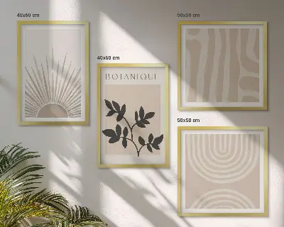 Abstracte plantpatronen set van posters met lijst