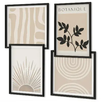 Abstracte plantpatronen set van posters met lijst