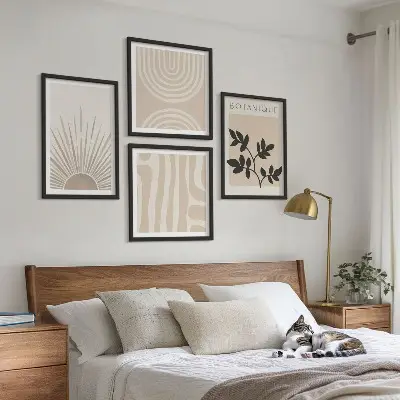 Abstracte plantpatronen set van posters met lijst
