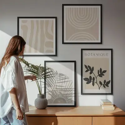 Abstracte plantpatronen set van posters met lijst
