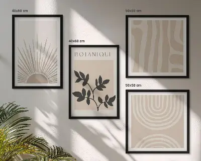 Abstracte plantpatronen set van posters met lijst