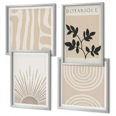 Abstracte plantpatronen set van posters met lijst