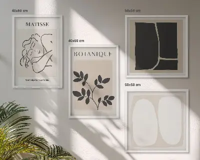 Matisse plantenschilderijen set van posters inclusief lijsten