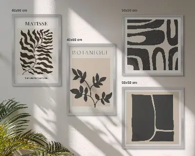 Minimalistische plantenposters meerluik in lijst