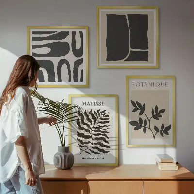 Minimalistische plantenposters meerluik in lijst
