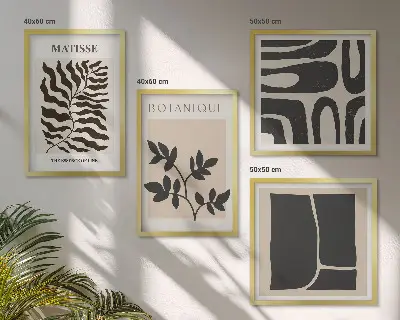 Minimalistische plantenposters meerluik in lijst