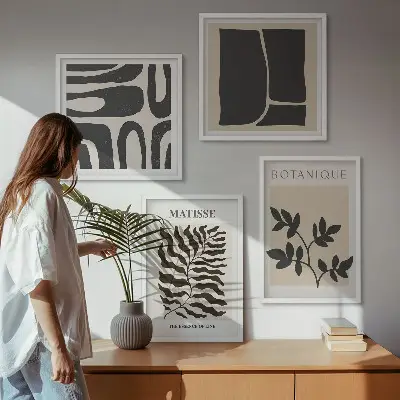 Minimalistische plantenposters meerluik in lijst