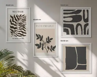 Minimalistische plantenposters meerluik in lijst