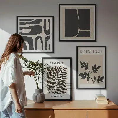 Minimalistische plantenposters meerluik in lijst