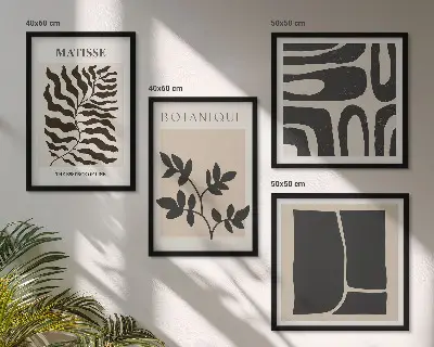 Minimalistische plantenposters meerluik in lijst
