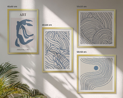 Set van posters met lijst Abstracte blauwe lijnen