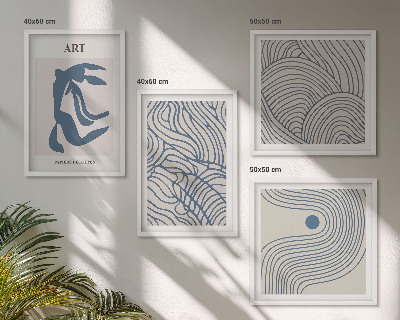 Set van posters met lijst Abstracte blauwe lijnen