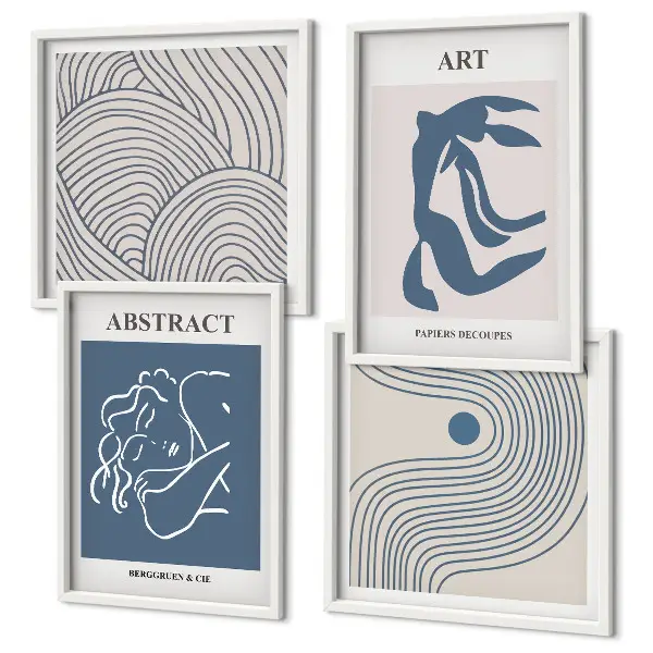 Abstracte lijn- en golfposter meerluik in lijst