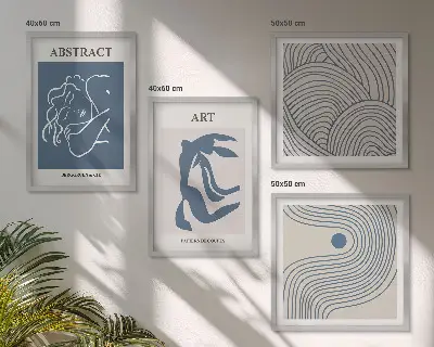 Abstracte lijn- en golfposter meerluik in lijst