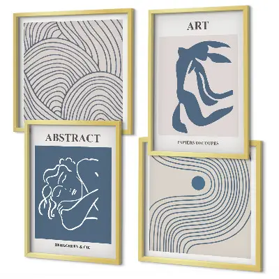 Abstracte lijn- en golfposter meerluik in lijst