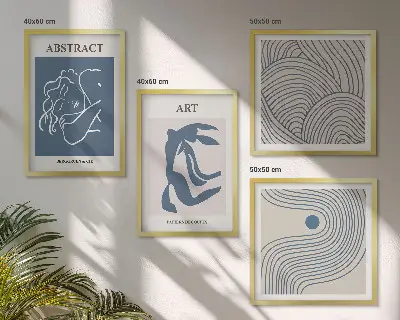 Abstracte lijn- en golfposter meerluik in lijst