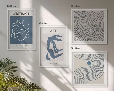 Abstracte lijn- en golfposter meerluik in lijst